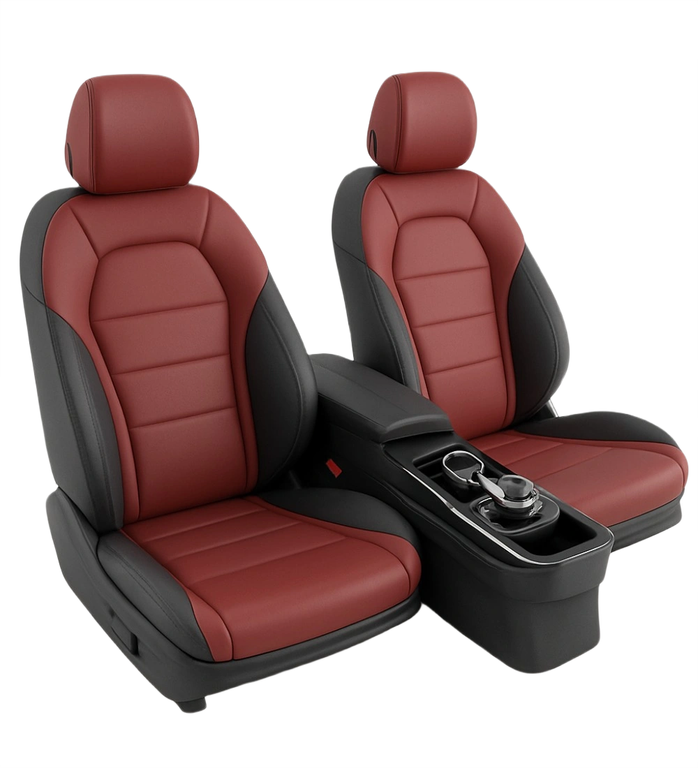 Alternative view of Toyota Tacoma (2024+) Custom Burgundy Genuine Leather Seat Covers - BU-06