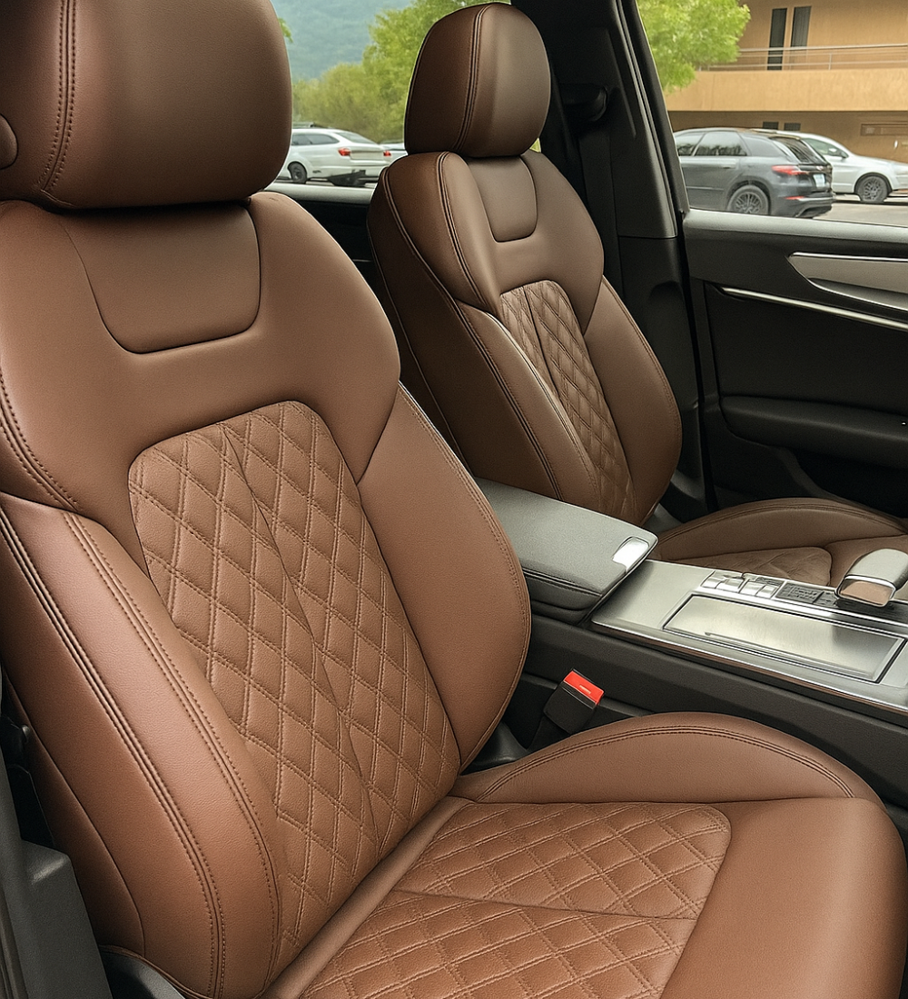 Toyota Tacoma (2024+) Custom Coffee Genuine Leather Seat Covers - CF-08 - Image 4