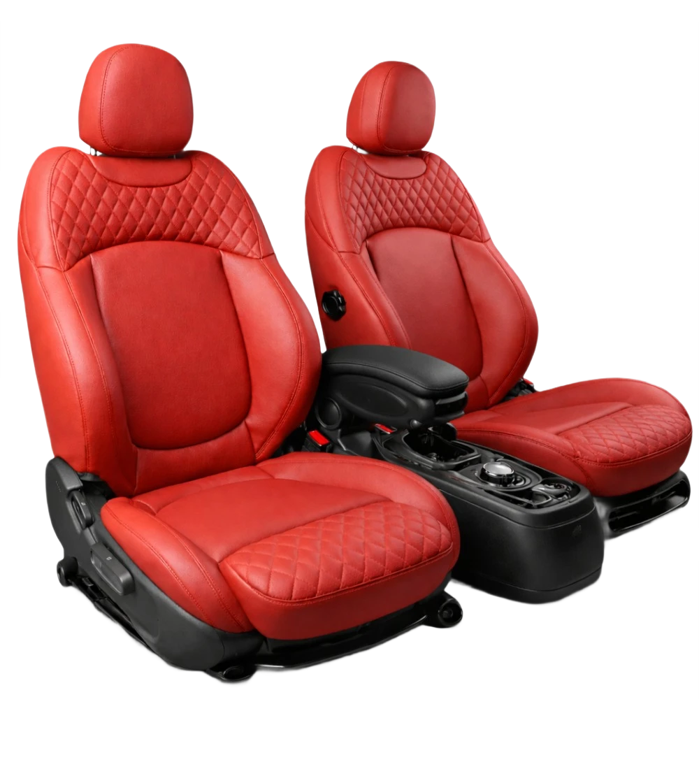 Alternative view of Toyota Tacoma (2024+) Custom Red Genuine Leather Seat Covers - RD-11