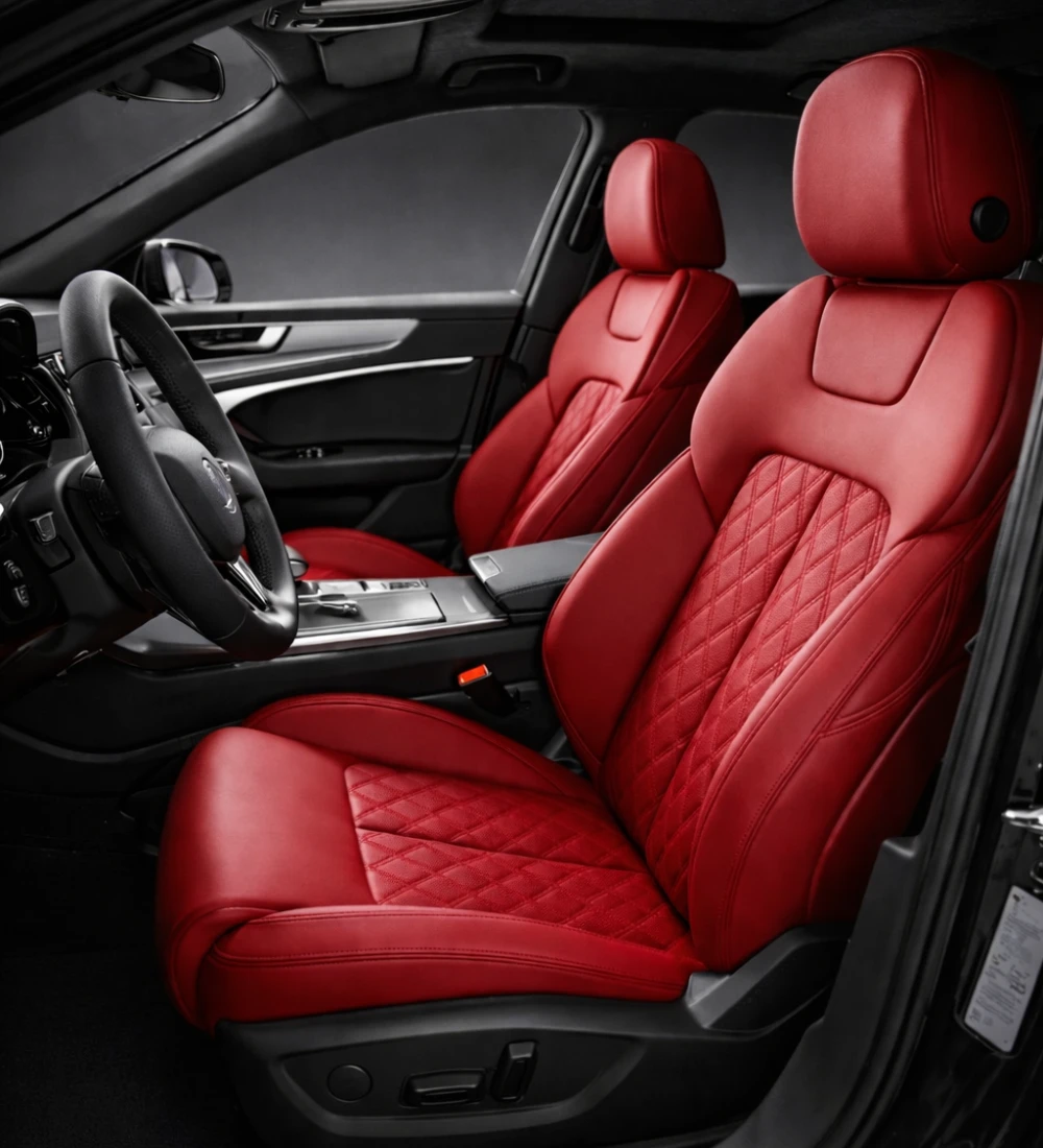 Toyota Tacoma (2024+) Custom Red Genuine Leather Seat Covers - RD-04 - Image 4