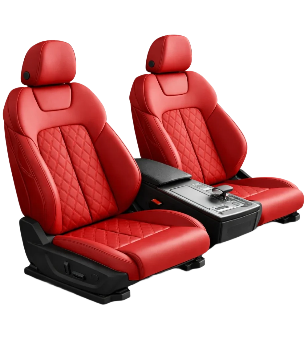 Alternative view of Toyota Tacoma (2024+) Custom Red Genuine Leather Seat Covers - RD-04