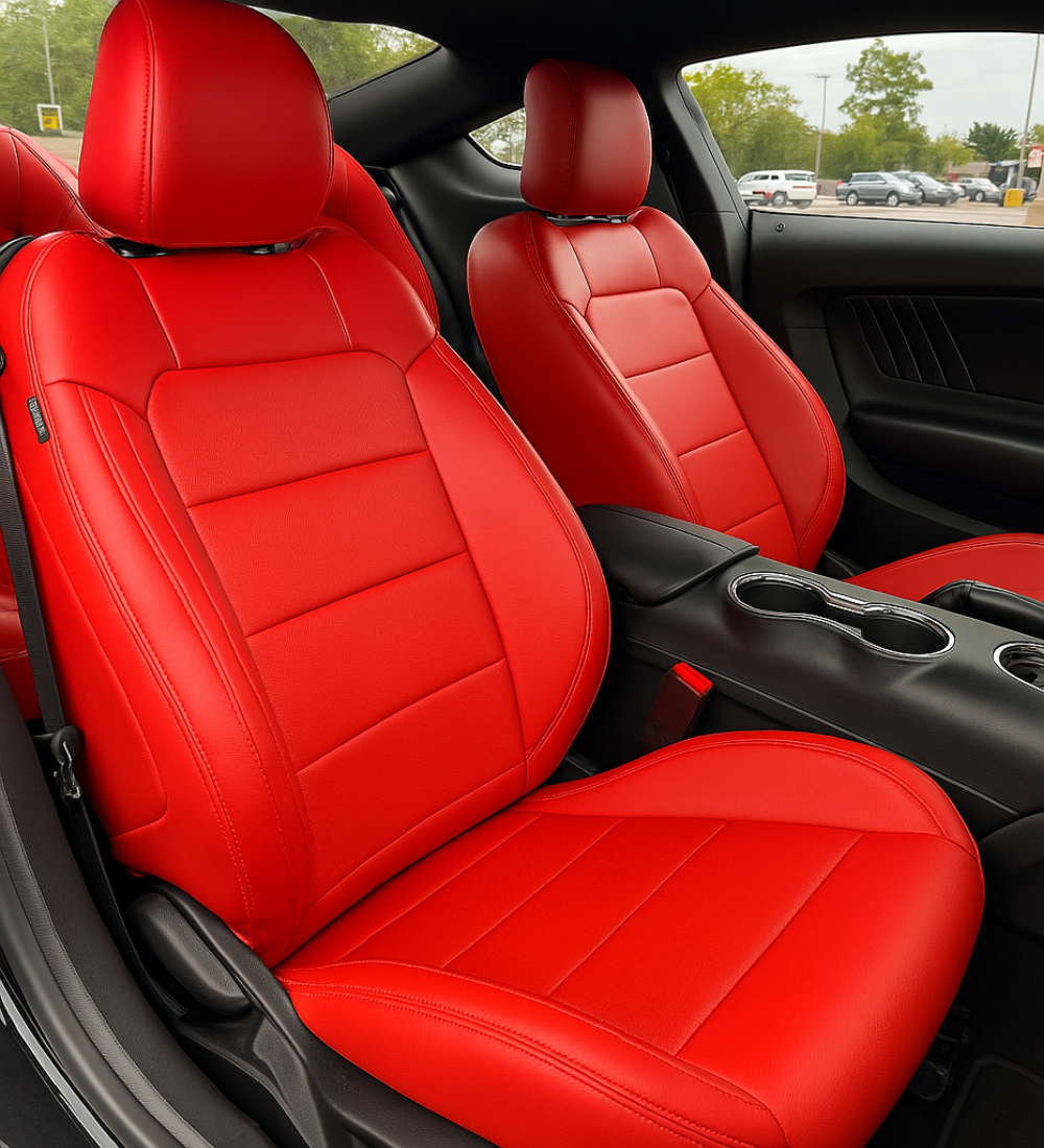 Toyota Tacoma (2024+) Custom Red Genuine Leather Seat Covers - RD-07 - Image 4