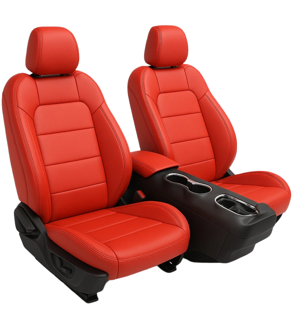 Alternative view of Toyota Tacoma (2024+) Custom Red Genuine Leather Seat Covers - RD-07