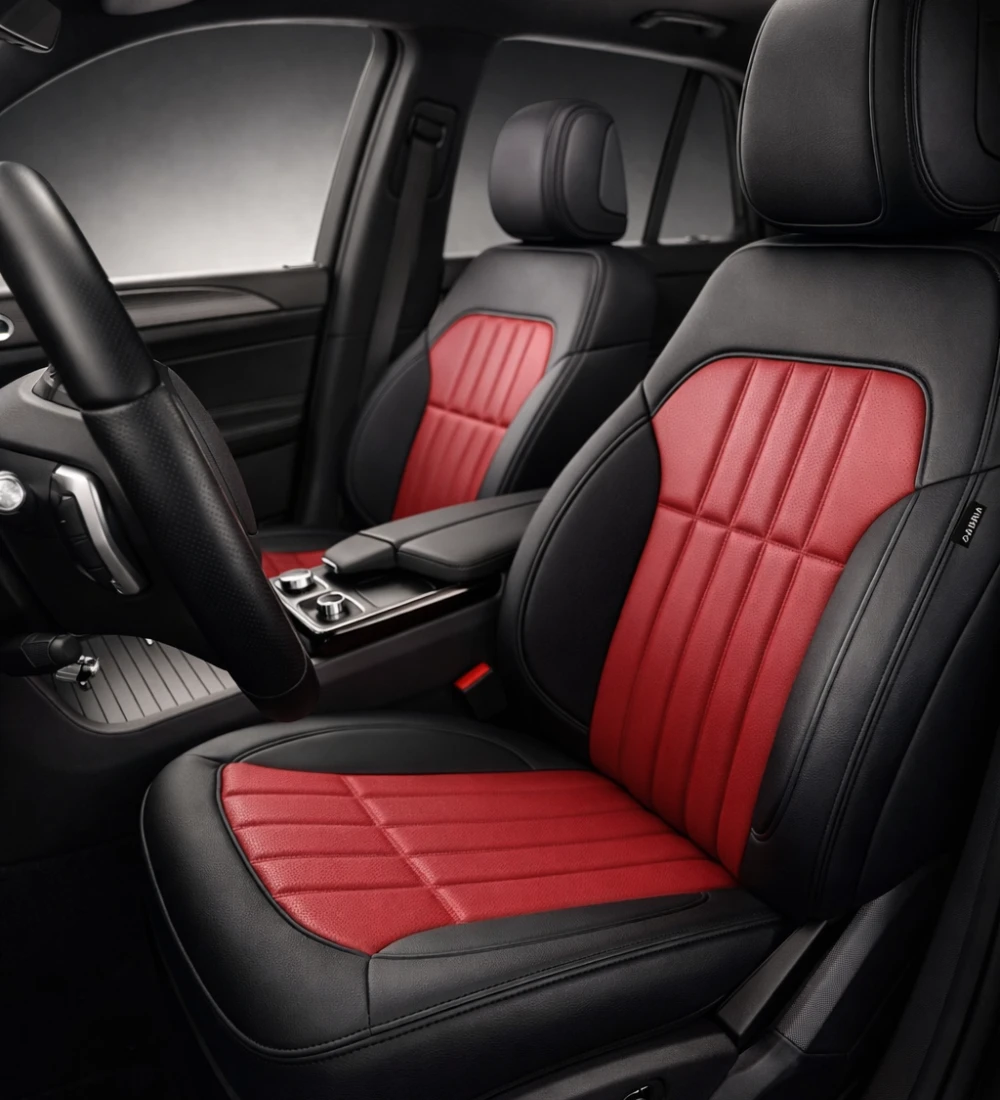 Toyota Tacoma (2024+) Custom Red Genuine Leather Seat Covers - RD-12 - Image 4