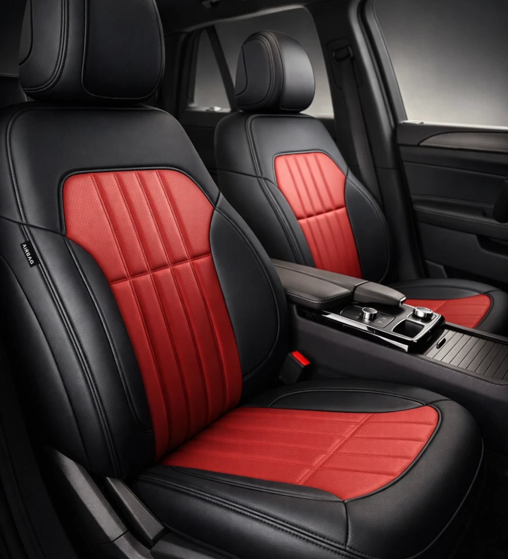 Toyota Tacoma (2024+) Custom Red Genuine Leather Seat Covers - RD-12 - Image 5