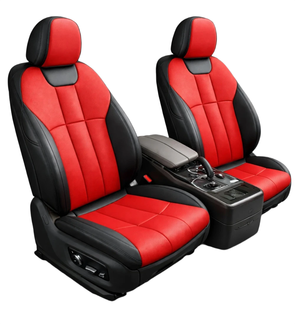 Alternative view of Toyota Tacoma (2024+) Custom Red Genuine Leather Seat Covers - RD-14