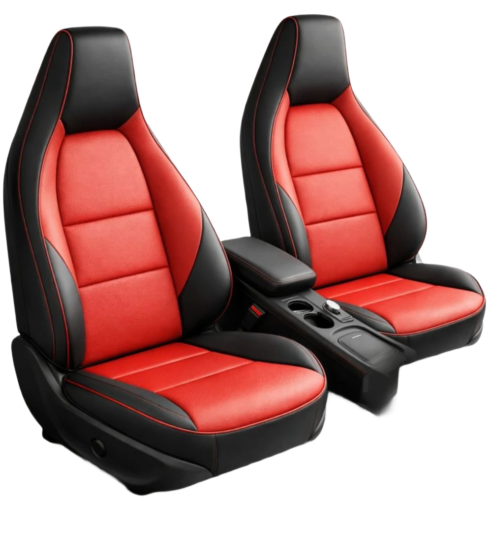Alternative view of Toyota Tacoma (2024+) Custom Red Genuine Leather Seat Covers - RD-15