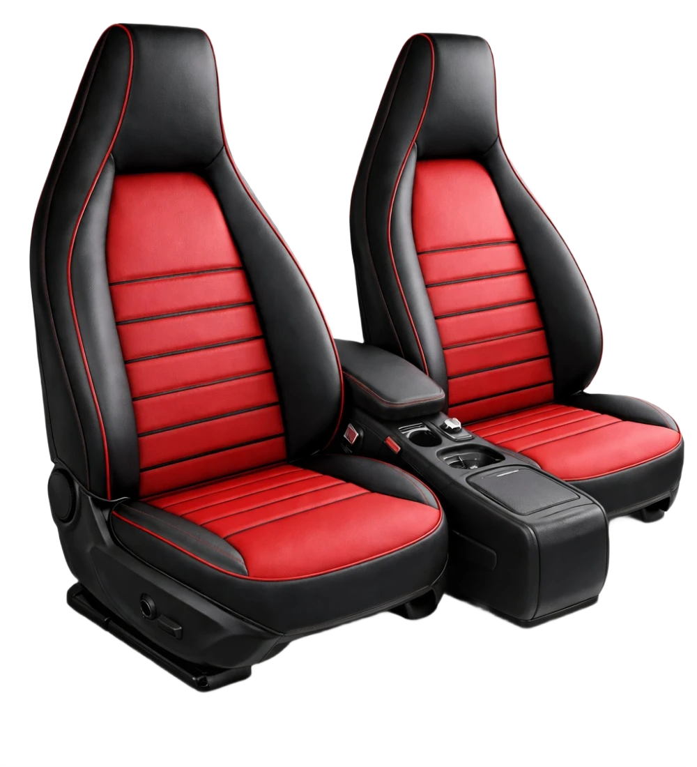 Alternative view of Toyota Tacoma (2024+) Custom Red Genuine Leather Seat Covers - RD-16