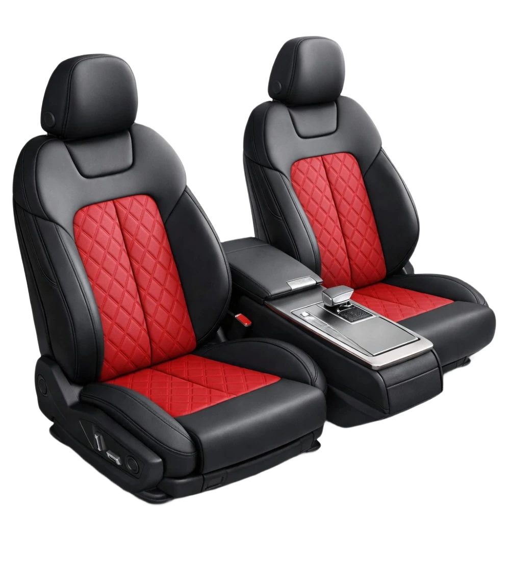 Alternative view of Toyota Tacoma (2024+) Custom Red Genuine Leather Seat Covers - RD-18